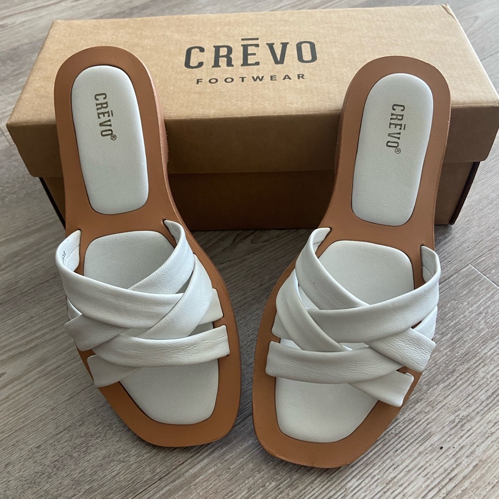 Crevo Leather Busy Slide Sandals
